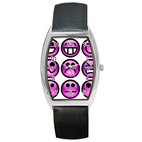 Chronic Pain Emoticons Tonneau Leather Watch from ArtsNow.com Front