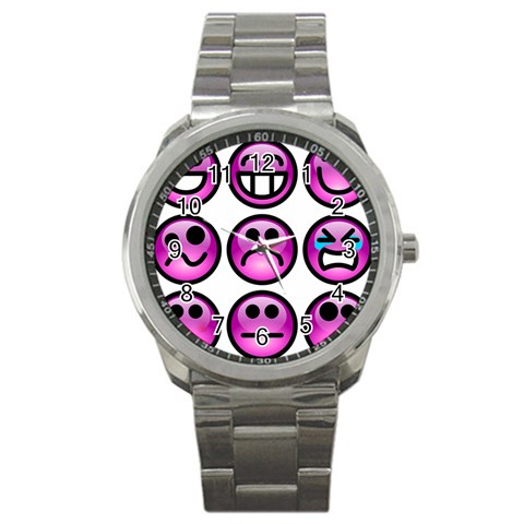 Chronic Pain Emoticons Sport Metal Watch from ArtsNow.com Front