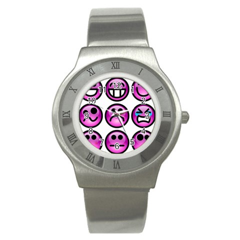 Chronic Pain Emoticons Stainless Steel Watch (Slim) from ArtsNow.com Front