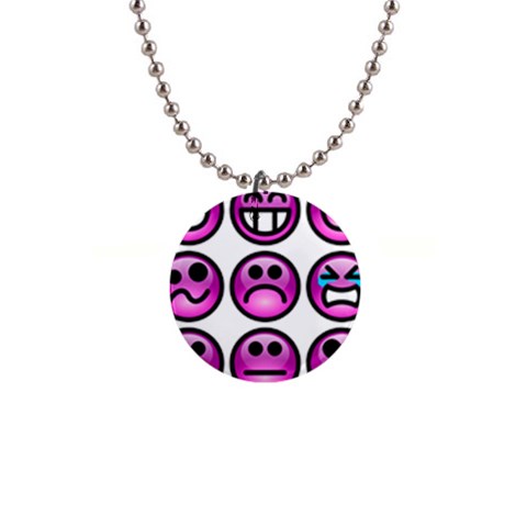 Chronic Pain Emoticons Button Necklace from ArtsNow.com Front