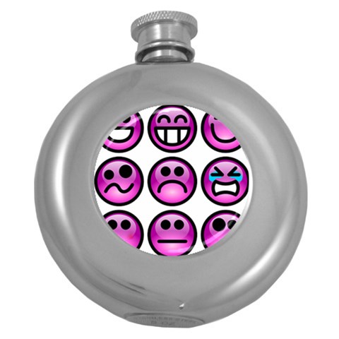 Chronic Pain Emoticons Hip Flask (Round) from ArtsNow.com Front