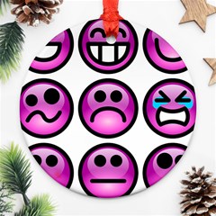 Chronic Pain Emoticons Round Ornament (Two Sides) from ArtsNow.com Front