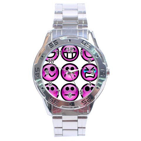 Chronic Pain Emoticons Stainless Steel Watch from ArtsNow.com Front