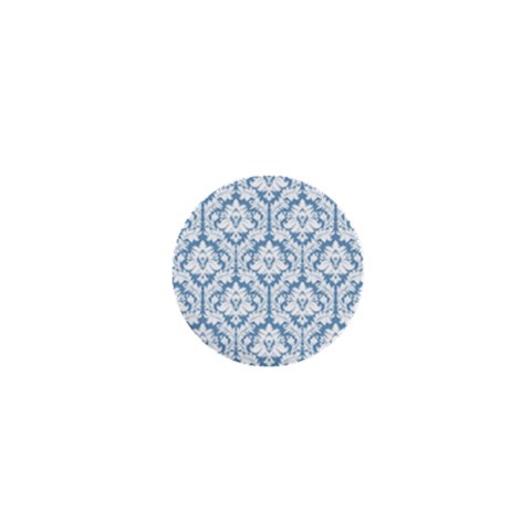 White On Light Blue Damask 1  Mini Button from ArtsNow.com Front