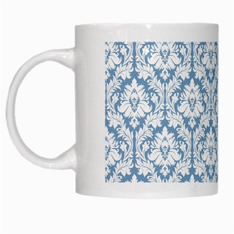 White On Light Blue Damask White Coffee Mug from ArtsNow.com Left