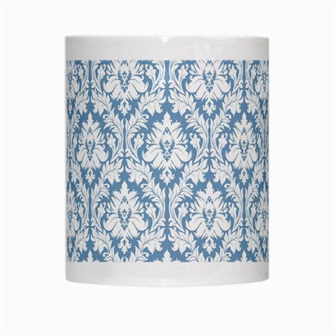 White On Light Blue Damask White Coffee Mug from ArtsNow.com Center