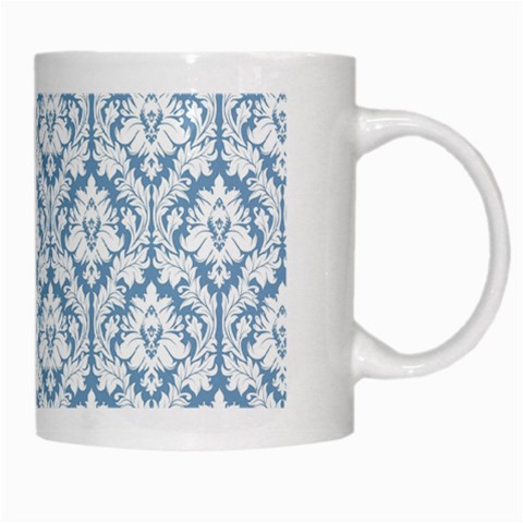 White On Light Blue Damask White Coffee Mug from ArtsNow.com Right