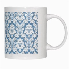 White On Light Blue Damask White Coffee Mug from ArtsNow.com Right