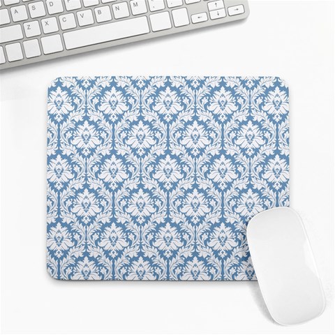 White On Light Blue Damask Large Mouse Pad (Rectangle) from ArtsNow.com Front