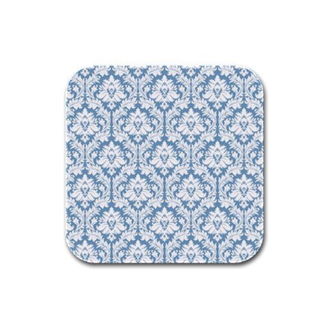 White On Light Blue Damask Drink Coasters 4 Pack (Square) from ArtsNow.com Front