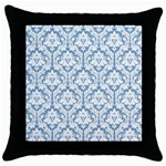 White On Light Blue Damask Black Throw Pillow Case