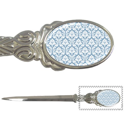 White On Light Blue Damask Letter Opener from ArtsNow.com Front