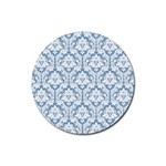 White On Light Blue Damask Drink Coaster (Round)