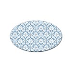 White On Light Blue Damask Sticker 100 Pack (Oval)