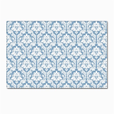 White On Light Blue Damask Postcard 4 x 6  (10 Pack) from ArtsNow.com Front