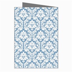 White On Light Blue Damask Greeting Card from ArtsNow.com Right