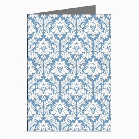 White On Light Blue Damask Greeting Card (8 Pack) from ArtsNow.com Left