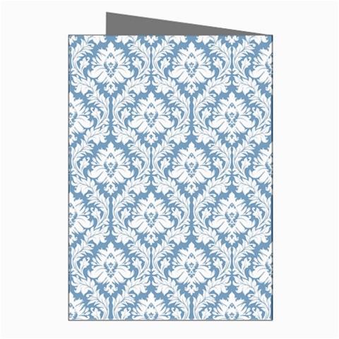 White On Light Blue Damask Greeting Card (8 Pack) from ArtsNow.com Right