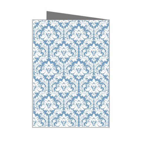 White On Light Blue Damask Mini Greeting Card from ArtsNow.com Right