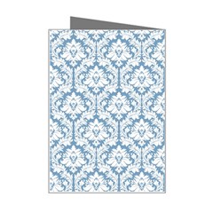 White On Light Blue Damask Mini Greeting Card from ArtsNow.com Right