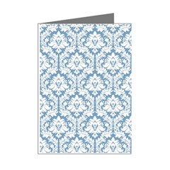 White On Light Blue Damask Mini Greeting Card (8 Pack) from ArtsNow.com Right