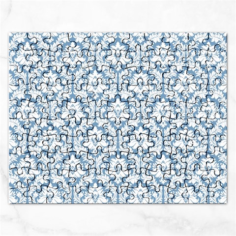 White On Light Blue Damask Jigsaw Puzzle (Rectangle) from ArtsNow.com Front