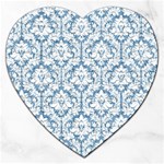 White On Light Blue Damask Jigsaw Puzzle (Heart)