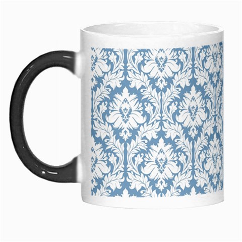 White On Light Blue Damask Morph Mug from ArtsNow.com Left