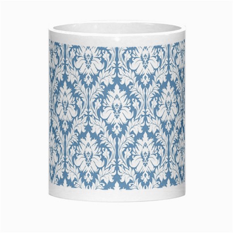 White On Light Blue Damask Morph Mug from ArtsNow.com Center