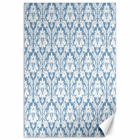 White On Light Blue Damask Canvas 12  x 18  (Unframed) from ArtsNow.com 11.88 x17.36  Canvas - 1