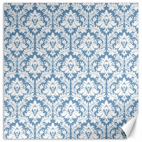 White On Light Blue Damask Canvas 16  x 16  (Unframed) from ArtsNow.com 15.2 x15.41  Canvas - 1