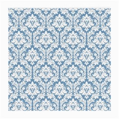 White On Light Blue Damask Glasses Cloth (Medium, Two Sided) from ArtsNow.com Front