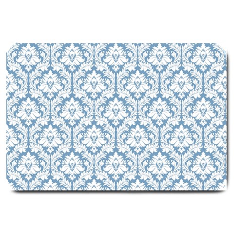 White On Light Blue Damask Large Door Mat from ArtsNow.com 30 x20  Door Mat