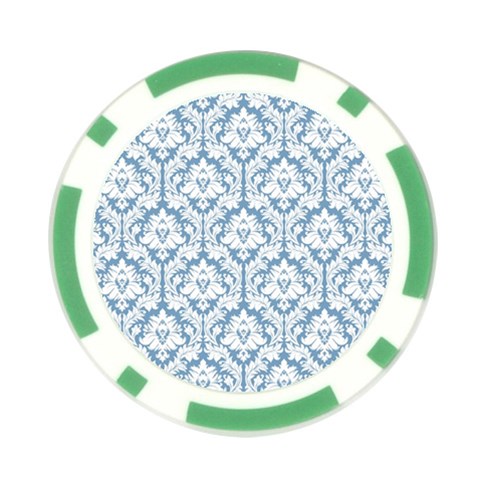 White On Light Blue Damask Poker Chip (10 Pack) from ArtsNow.com Front