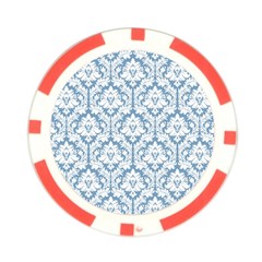 White On Light Blue Damask Poker Chip (10 Pack) from ArtsNow.com Front