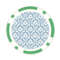 White On Light Blue Damask Poker Chip (10 Pack) from ArtsNow.com Front