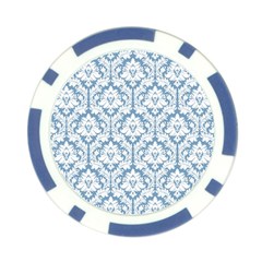 White On Light Blue Damask Poker Chip (10 Pack) from ArtsNow.com Front