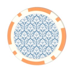 White On Light Blue Damask Poker Chip (10 Pack) from ArtsNow.com Front