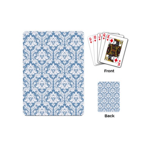 White On Light Blue Damask Playing Cards (Mini) from ArtsNow.com Back