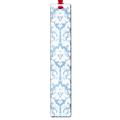 White On Light Blue Damask Large Bookmark from ArtsNow.com Front