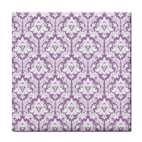 White On Lilac Damask Ceramic Tile from ArtsNow.com Front