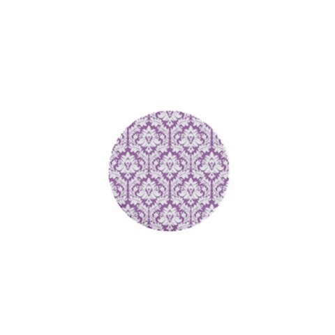 White On Lilac Damask 1  Mini Button from ArtsNow.com Front