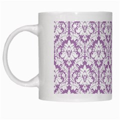 White On Lilac Damask White Coffee Mug from ArtsNow.com Left