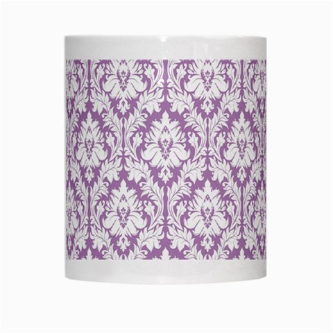 White On Lilac Damask White Coffee Mug from ArtsNow.com Center