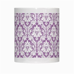 White On Lilac Damask White Coffee Mug from ArtsNow.com Center