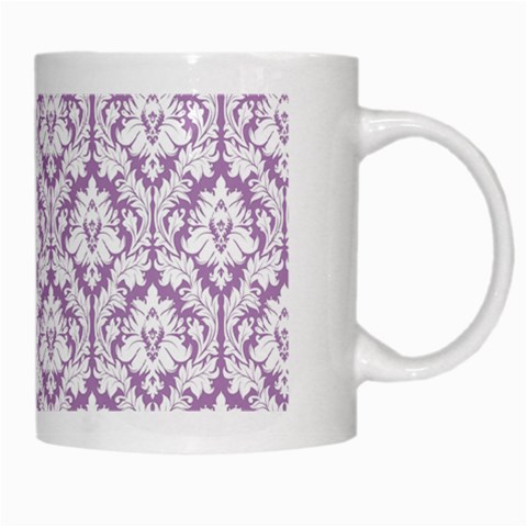 White On Lilac Damask White Coffee Mug from ArtsNow.com Right