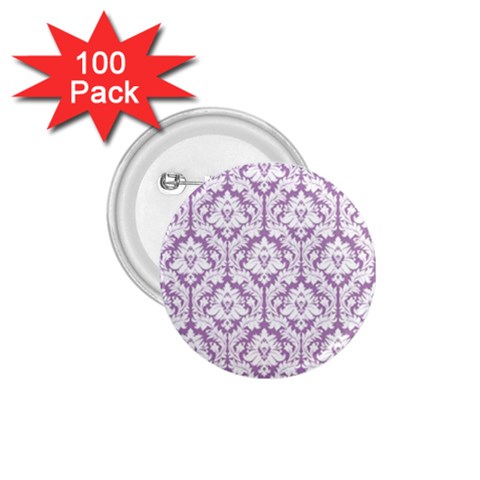 White On Lilac Damask 1.75  Button (100 pack) from ArtsNow.com Front