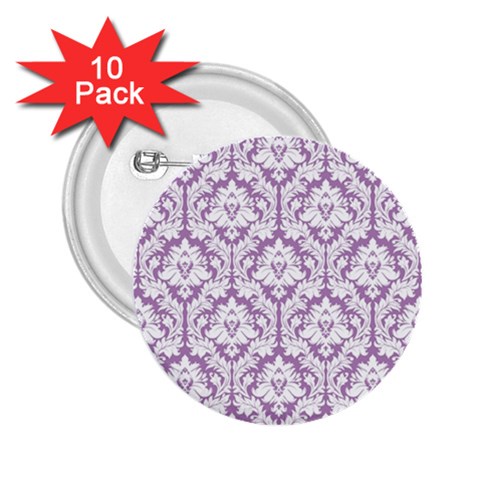 White On Lilac Damask 2.25  Button (10 pack) from ArtsNow.com Front