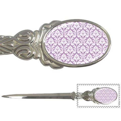 White On Lilac Damask Letter Opener from ArtsNow.com Front