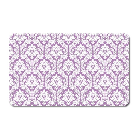 White On Lilac Damask Magnet (Rectangular) from ArtsNow.com Front